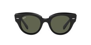 RAYBAN ROUNDABOUT 0RB2192 901/31 Solbrille Sort med Grønn glass