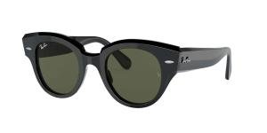 RAYBAN ROUNDABOUT 0RB2192 901/31 Solbrille Sort med Grønn glass