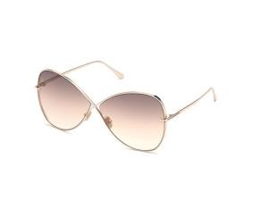 TOM FORD FT0842 28F Solbrille Gull med Brun glass